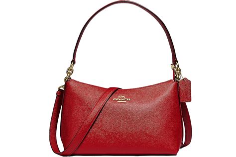 Coach Lewis Shoulder Bag Classic Leather Red in Crossgrain Leather with ...