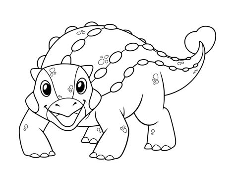 Ankylosaurus Lovely Dinosaur cartoon Coloring Page - Free Printable ...