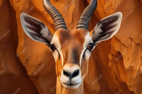 Premium AI Image | A close up of a gazelle's head with horns