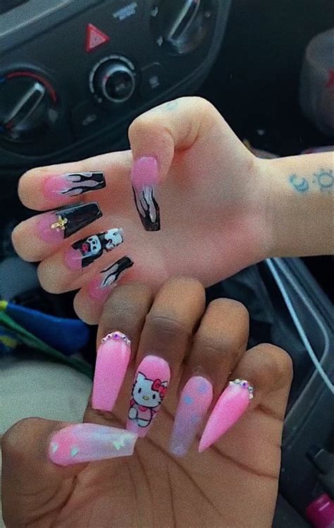 Hello Kitty and Kuromi Nails | Hello kitty nails, Swag nails, Bling nails