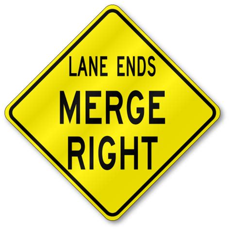 Right Lane Ends, W9-1R Traffic Sign, .080 Outdoor Reflective Aluminum, Official | TR02W91R