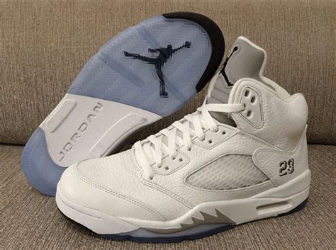 Air Jordan 5 Retro White/ Metallic Silver - WearTesters