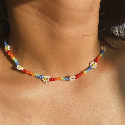 Rainbow collier de perles arc-en-ciel de perles collier de vsco de semences de perles de collier ...