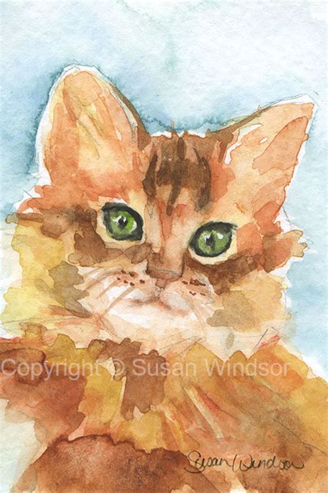 Orange Tabby Cat Watercolor Painting 4 X 6 Giclee Print Reproduction Cat Lover Art Print ...