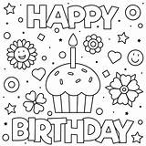 Free Printable Birthday Cards  Coloring Cupcake And Stars sketch template