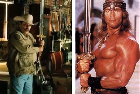 In "The Last Stand," the sword held by Luis Guzman is the Atlantean sword from the Conan movies ...
