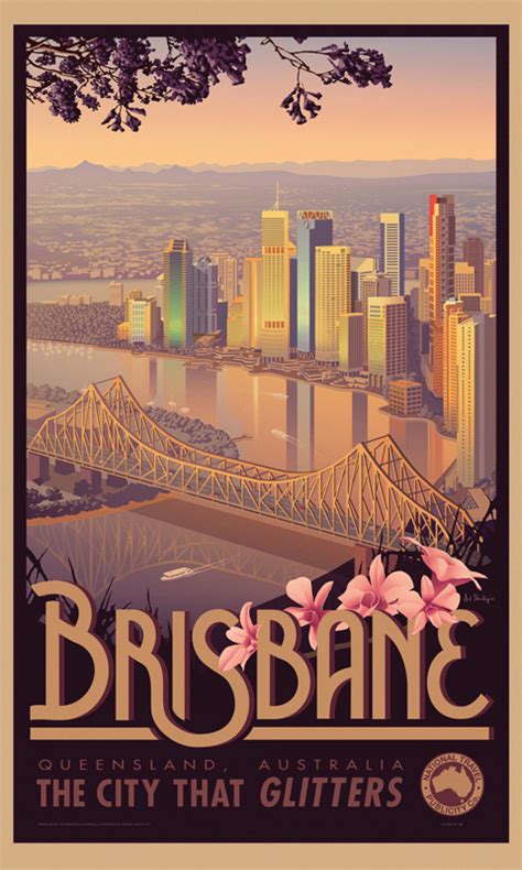 Brisbane - Australian Vintage Retro Travel Poster