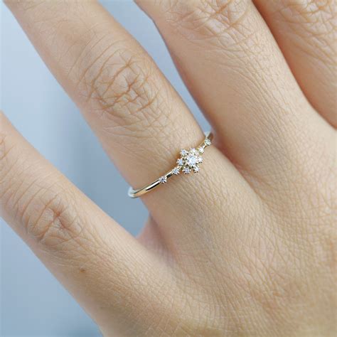 Minimalist Engagement Rings Cluster Ring Engagement Diamond - Etsy