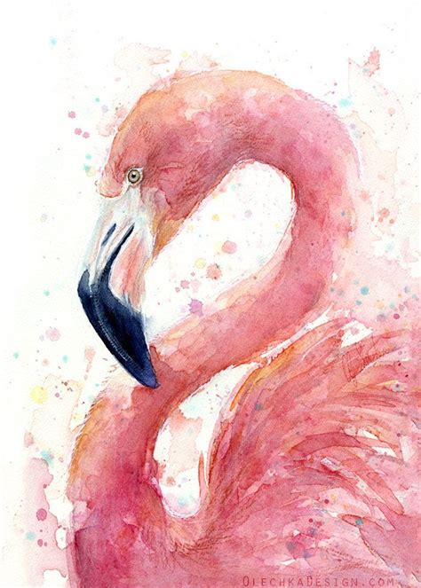 Pink Flamingo Watercolor Painting Art Print Giclee Bird Animal Wall Art ...