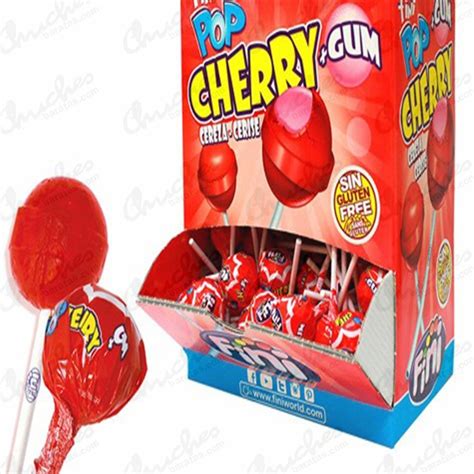 Pop cherry + gum 100 unidades Lollypop Candies Candies - Chuches Baratas