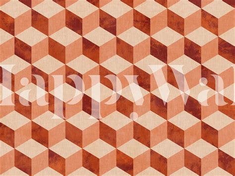 checker cube pattern rusty earthtone wallpaper - Free shipping | Happywall