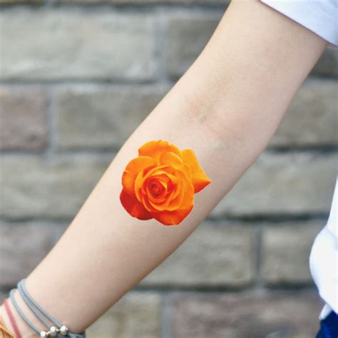 Orange Rose Temporary Tattoo Sticker set of 2 | Etsy