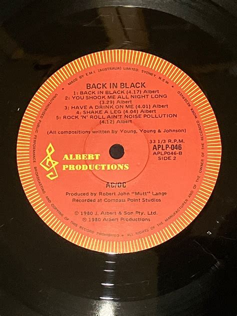 AC/DC Back In Black Vinyl 1980 Red Label Yellow Strobe AUS Alberts Ex- | eBay