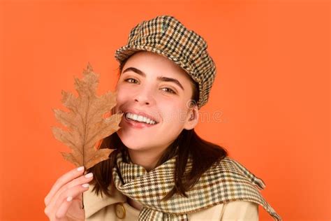 Autumn Woman, Isolated Studio Portrait. Funny Young Girl with Autumn Fall Leaves Stock Photo ...