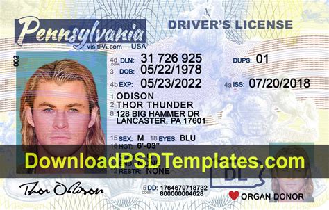 Pennsylvania Driver License Template Psd [New Pa Dl] with regard to ...