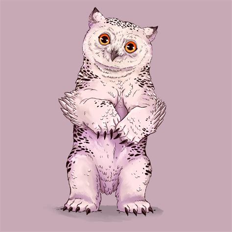 [Art] This adorable snowy Owlbear chick just wants to say hello, just ...