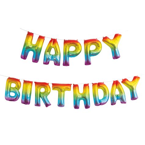 Foil "HAPPY BIRTHDAY" Letter Balloon Banner, Rainbow, 14ft - Walmart.com in 2021 | Happy ...
