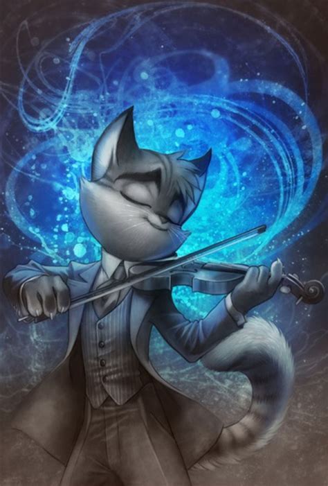 cartoon cat playing the violin print by lackadaisycats. Click to buy. #cats #catart #prints # ...