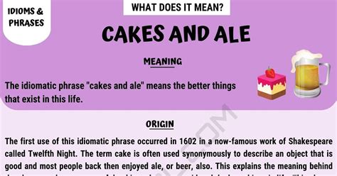 "Cakes And Ale" Meaning With Interesting Conversation Examples - 7 E S L