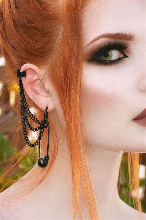 Noir Earrings [B] in 2021 | Unique ear piercings, Cool ear piercings ...