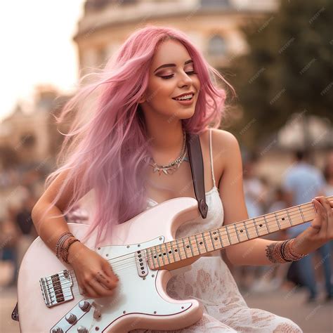 Premium AI Image | Girl playing guitar