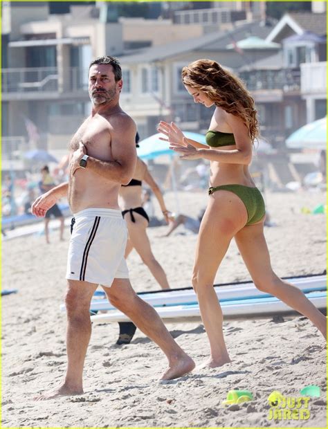 Jon Hamm Goes Shirtless for Beach Day with Girlfriend Anna Osceola ...