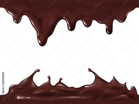 Chocolate seamless vector illustration of realistic 3D splash and flow ...