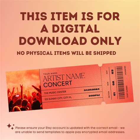 Surprise Ticket Stub Concert Ticket Template Editable Concert Ticket Gift Custom Event Ticket ...