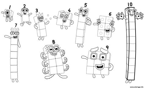 Coloriage Number Blocks Numbers 1 To 10 Dessin Numberblocks à imprimer