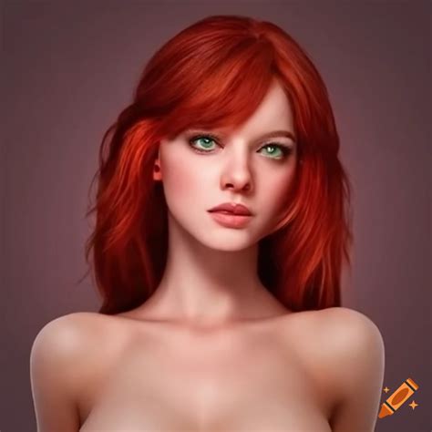 Realistic red-haired female model on Craiyon