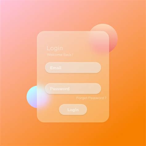 the login screen on an orange and pink background
