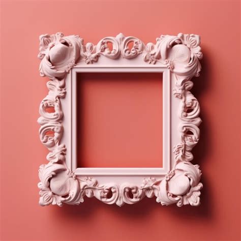 Premium AI Image | White frame on a Salmon color wall or background