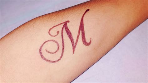 How to Draw M tattoo | Letter M tattoo | M tattoo designs | Home made tattoo of M | Cursive M ...