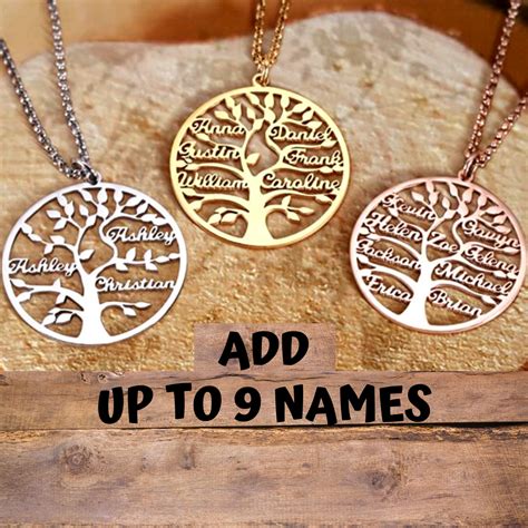 Personalized Family Tree Name Necklace | Family tree jewellery, Family tree necklace ...