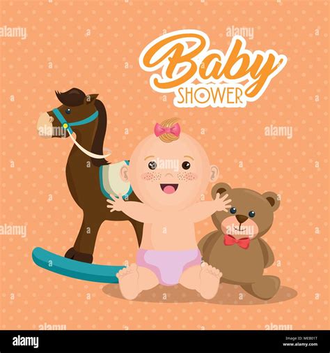 baby shower card with little girl vector illustration design Stock ...