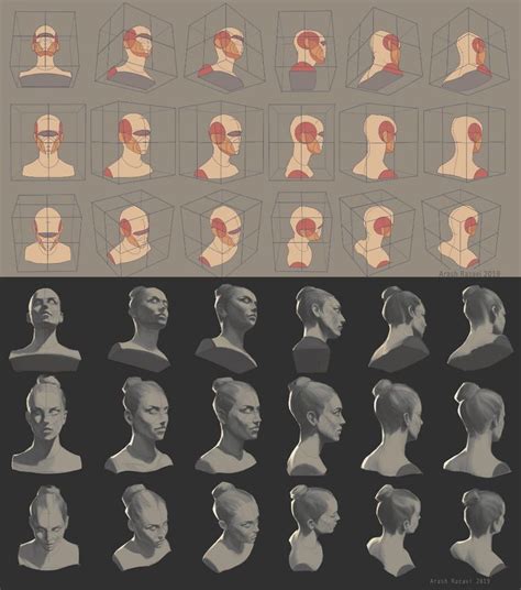 ArtStation - Loomis method in action, Arash Razavi | Anatomía, Bocetos, Dibujos