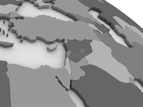 Middle East on grey 3D map stock illustration. Illustration of israel - 73282955