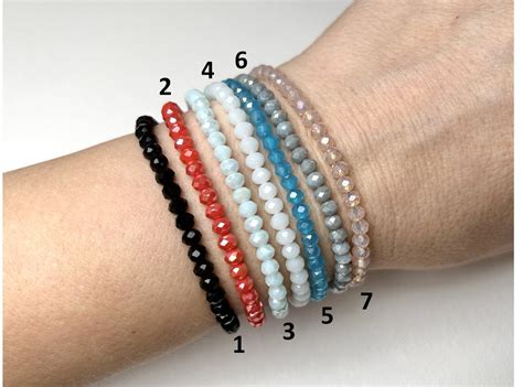 Set of 2 Crystal Beads Bracelets 2 Beaded Bracelets With a Gift Wrap ...