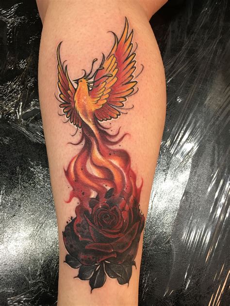 Phoenix rising from a fire rose | Phoenix tattoo design, Fire tattoo ...