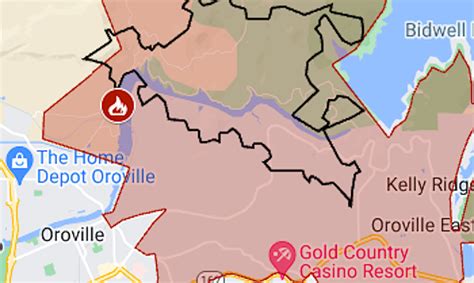 Map: Thompson Fire and evacuation zones at Lake Oroville