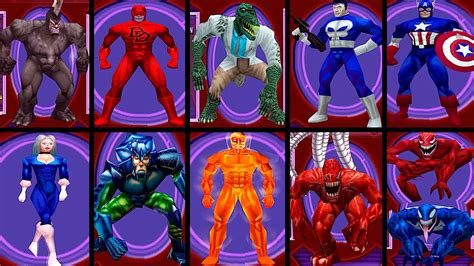 SPIDER MAN 2000 - TODOS OS PERSONAGENS(ALL CHARACTERS) (PS1) - YouTube