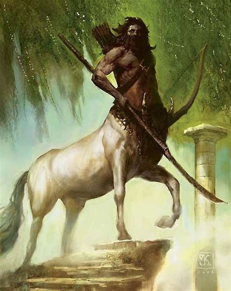 Art by Vance Kovacs - Centaur sentinel with a hunter's bow and a long glaive | Fantasy beasts ...