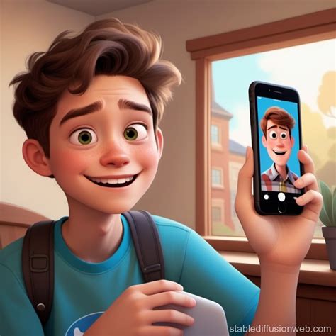 Teen's Pixar-Style Cartoon Video Call | Stable Diffusion Online