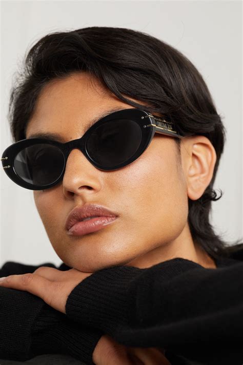 DIOR EYEWEAR DiorSignature B3U cat-eye acetate and gold-tone sunglasses | Black gold sunglasses ...