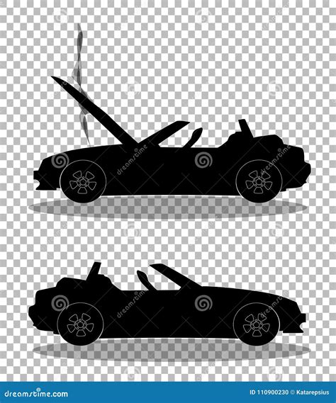 Black Silhouette Of Car Crash Before And After Stock Vector - Illustration of background, hood ...