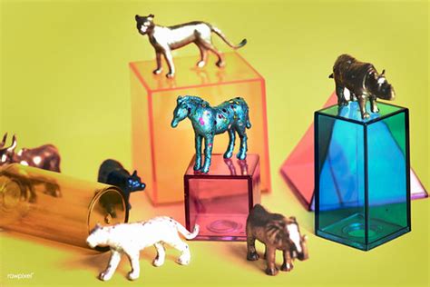 Various animal toy figures with boxes and in a colorful ba… | Flickr
