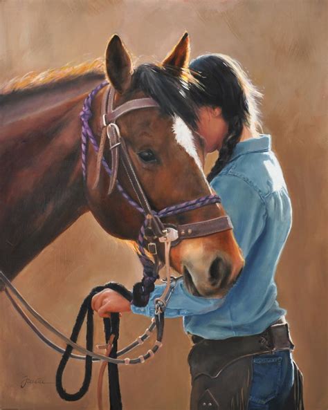 "Telling Secrets" - Beautiful painting of a cowgirl with her horse ...