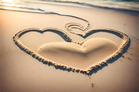 Premium AI Image | Heart drawn on the sand of a beach.