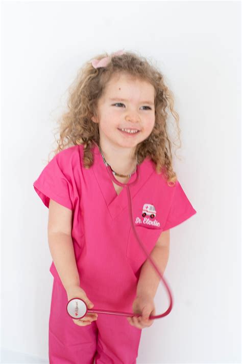Embroidered Personalized Doctor Scrubs, Kids Embroidered Scrubs, Kids Doctor Uniform for Pretend ...
