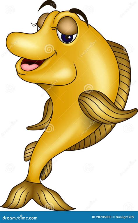 Funny yellow fish cartoon stock illustration. Illustration of fish - 28705000